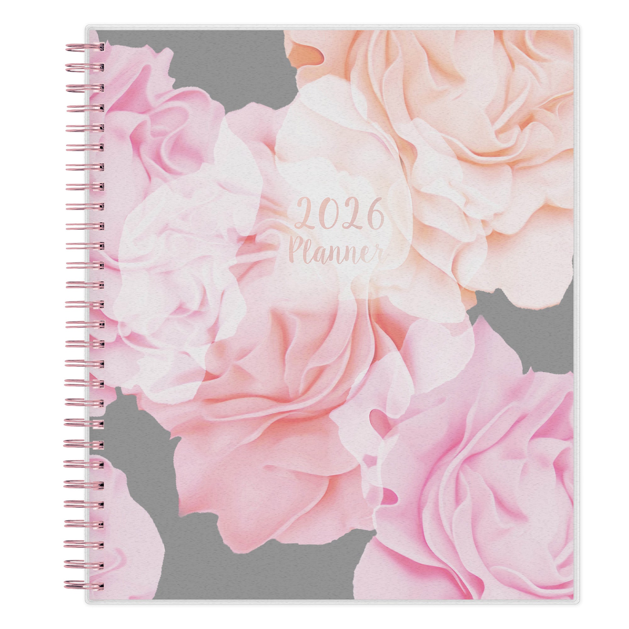 January 2026 - December 2026 monthly planner from Blue Sky features beautiful floral cover design with twin rose gold binding