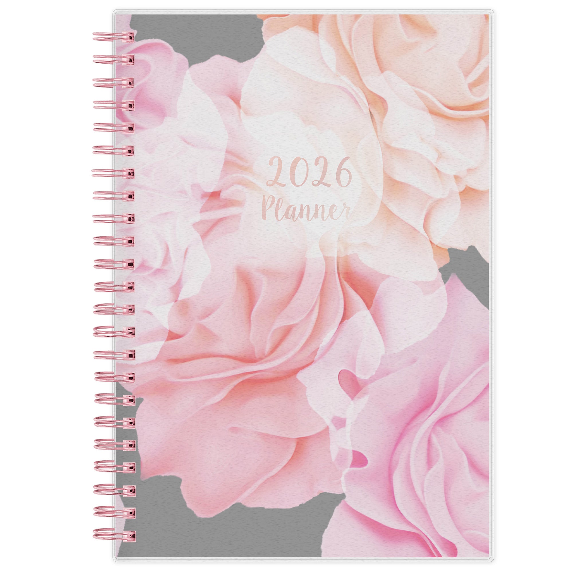 Take planning to the next level with this 2026 weekly monthly planner from Blue Sky featuring a cover with beautiful roses in shades of pink, rose gold twin wire-o binding in 5x8 planner size, and flexible front cover.
