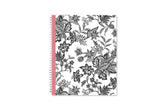 weekly and monthly planner featuring a black and white floral front cover pattern with twin wire-o binding in a 8.5x11 planner size for 2024-2024 academic year