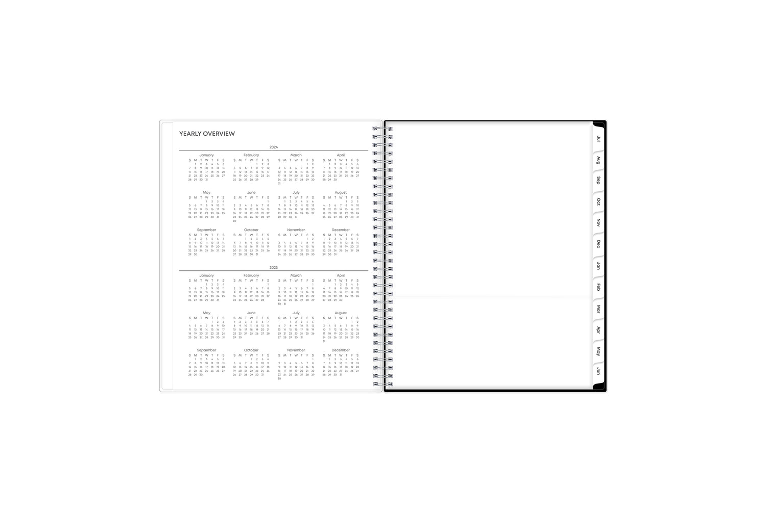 reference calendar, storage pocket, white monthly tabs