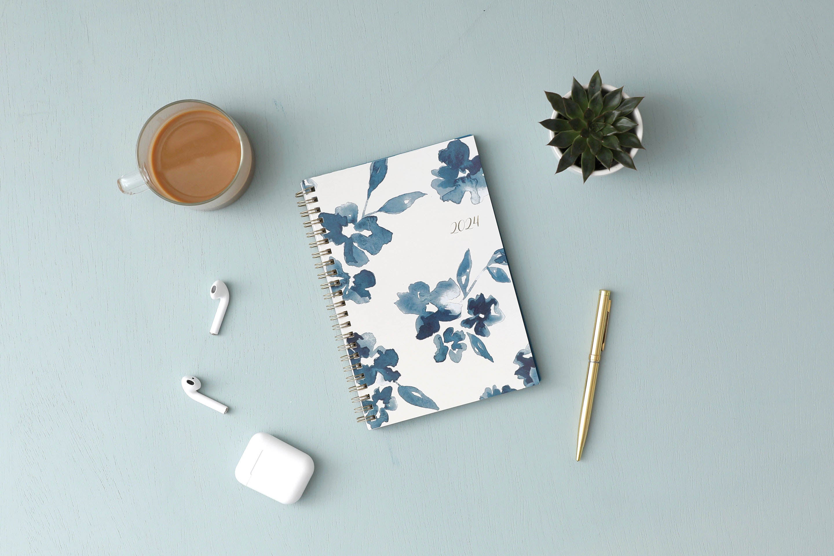 Bakah Blue 2024 Weekly Monthly 5x8 Planning Calendar