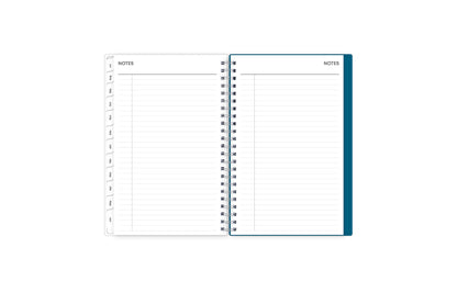 weekly monthly 5x8 academic planner featuring a weekly spread with ample lined writing space, to-do list, notes section, and blue monthly tabs