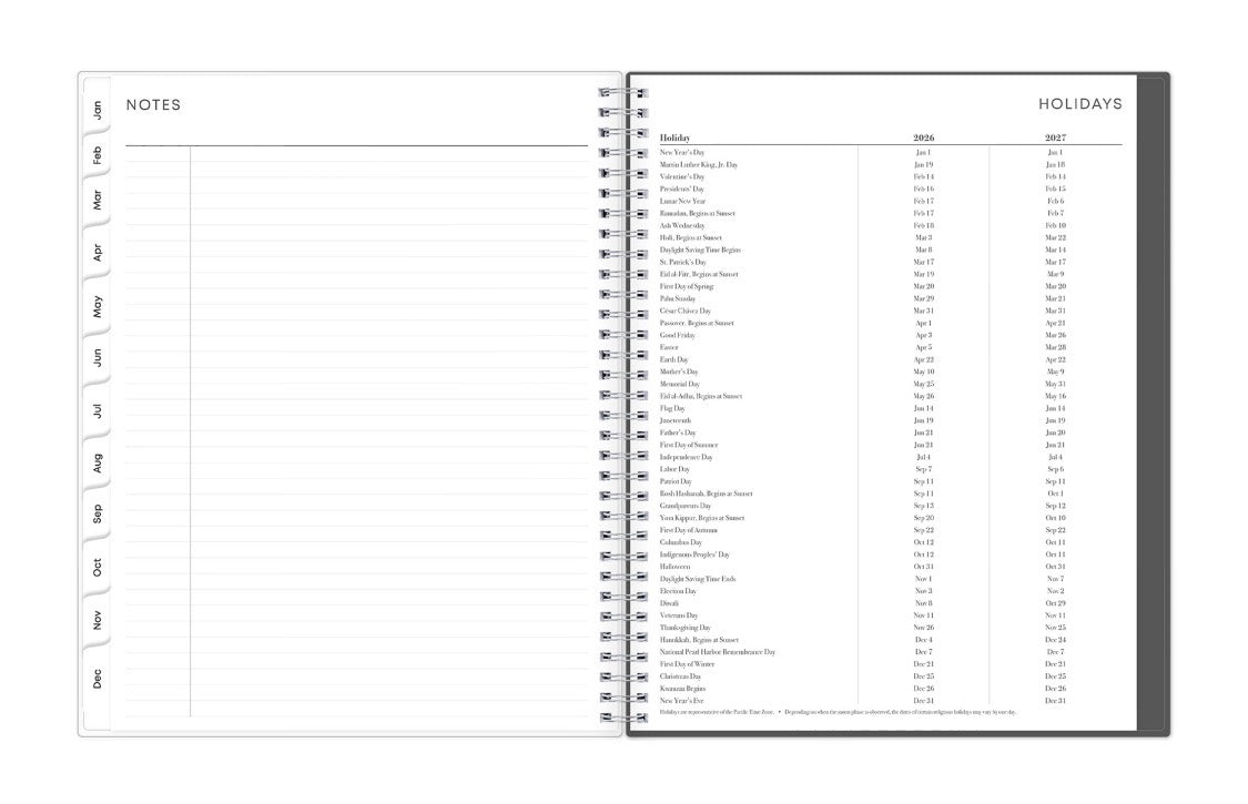 Spiral-bound planner with two pages: &
