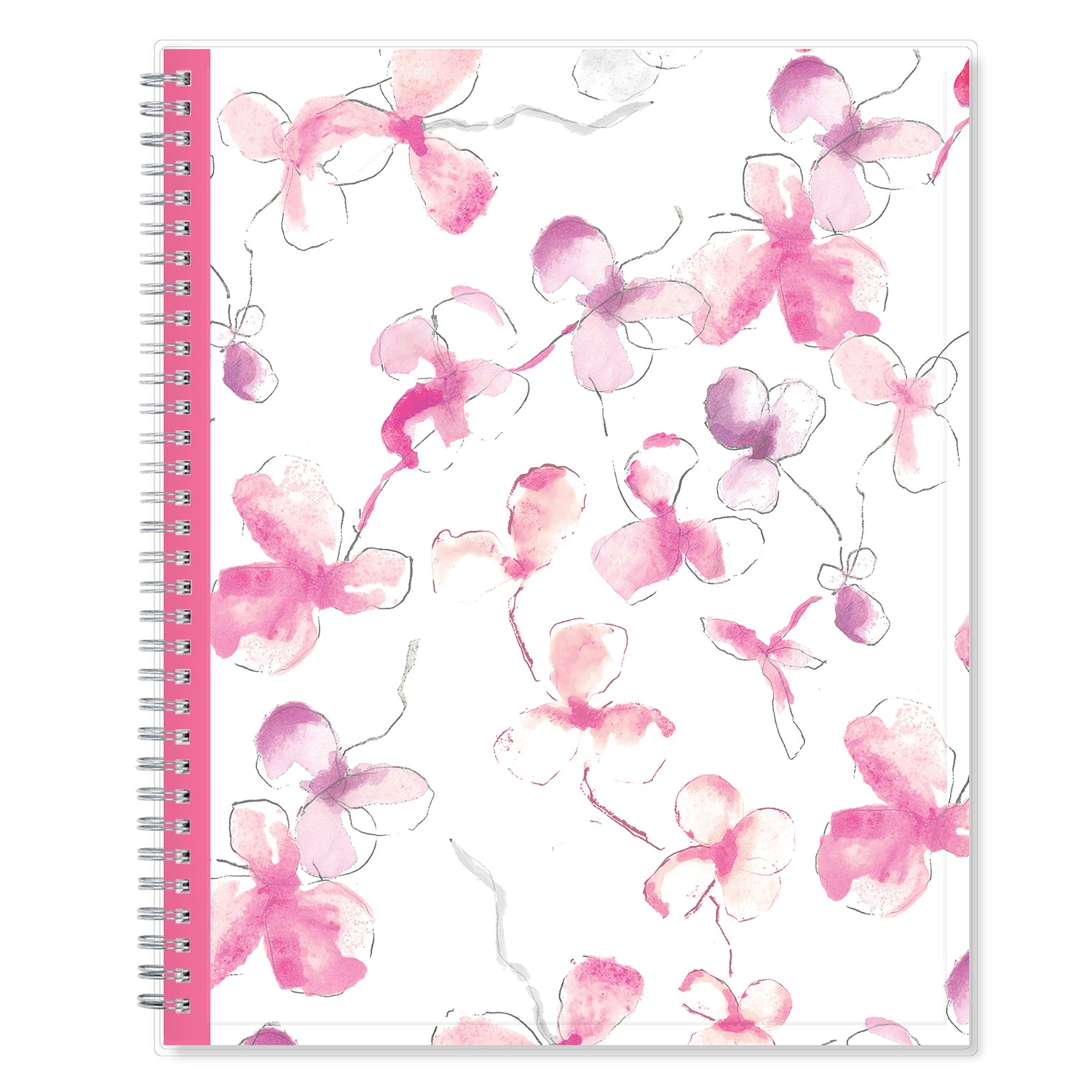 breast cancer awareness 2026 planner by blue sky featuring beautiful pink orchids and white background on the front cover in a 8.5x11 size