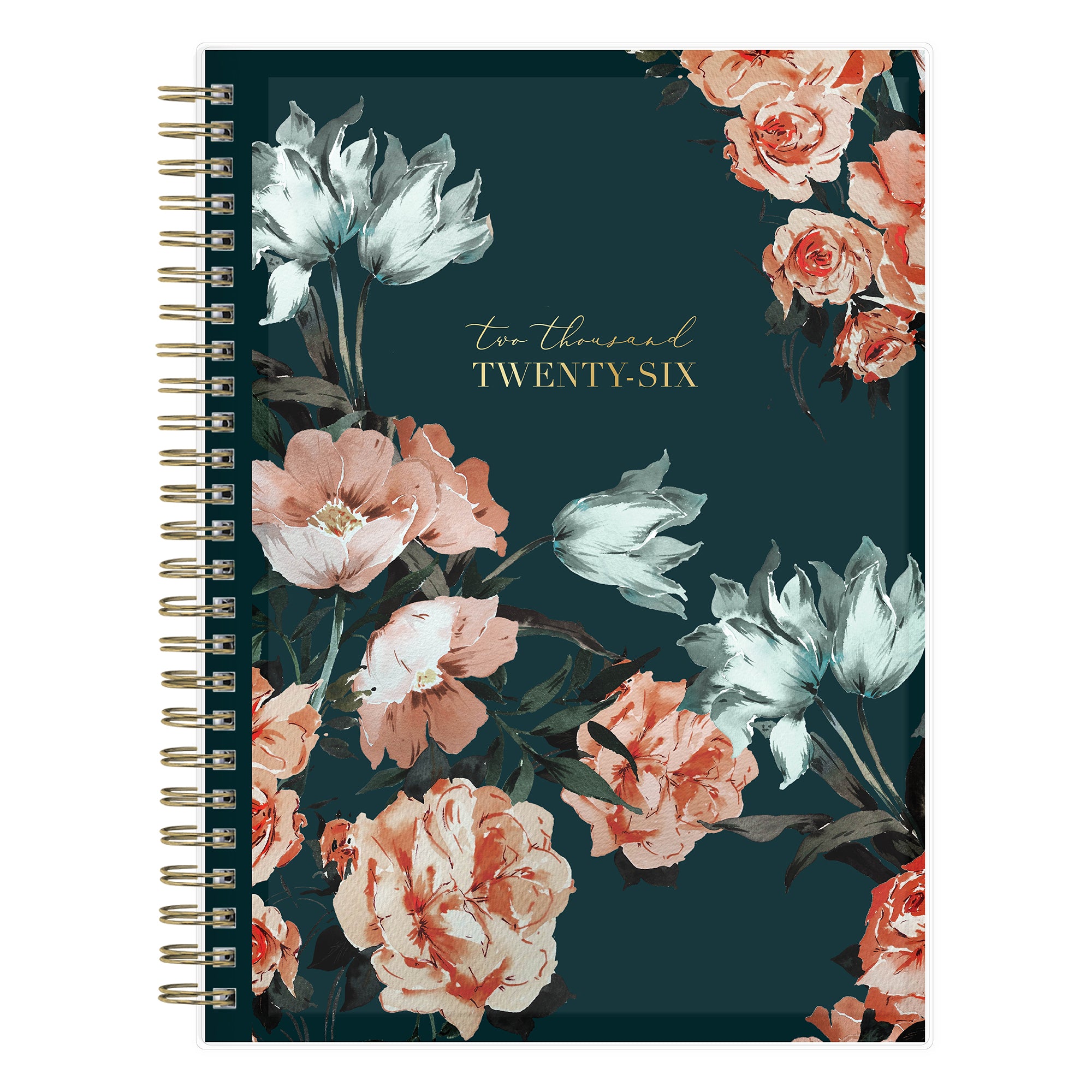 The Life Note-It collection by Blue Sky features this beautiful floral pattern front cover in a 5.875x8.625 planner size with gold twin wire-o binding for the new 2026 year.