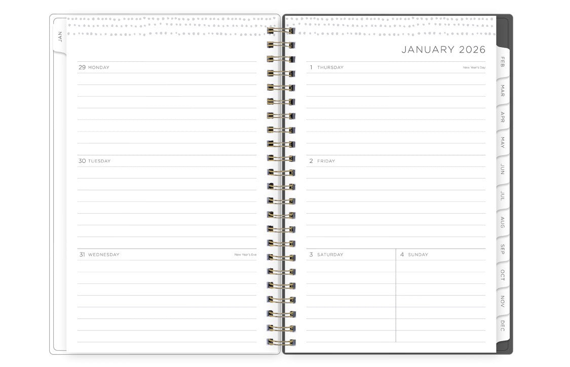 known for clean blank writing space, the kelly ventura 2026 planner features a clean, classic weekly layout for note taking, deadlines, important dates, and room to plan each day and each week!