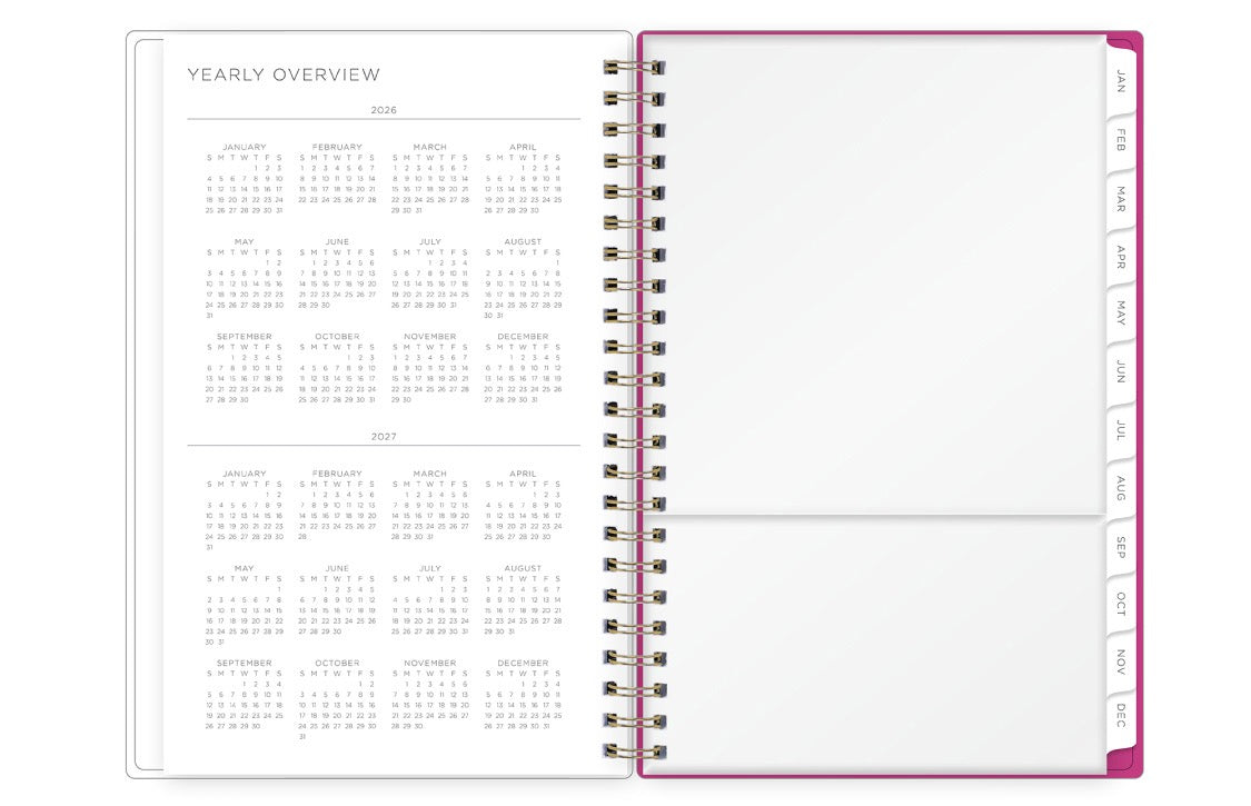 easily view 2026 and 2027 on this yearly overview spread to keep track of all important date at a glance.