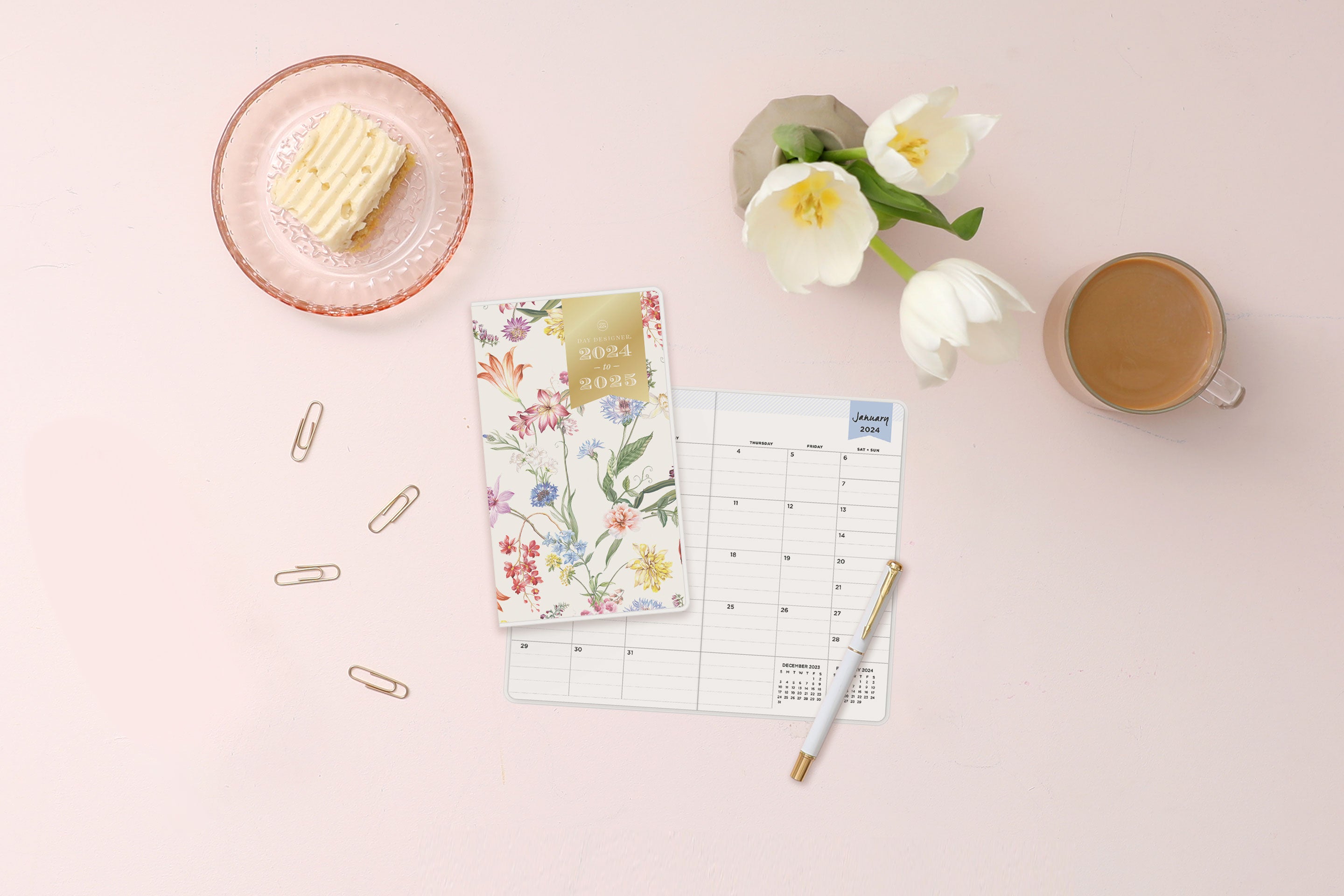 Wild Blooms 2024 Monthly 3.625x6.125 Day Designer for Blue Sky Planning Calendar