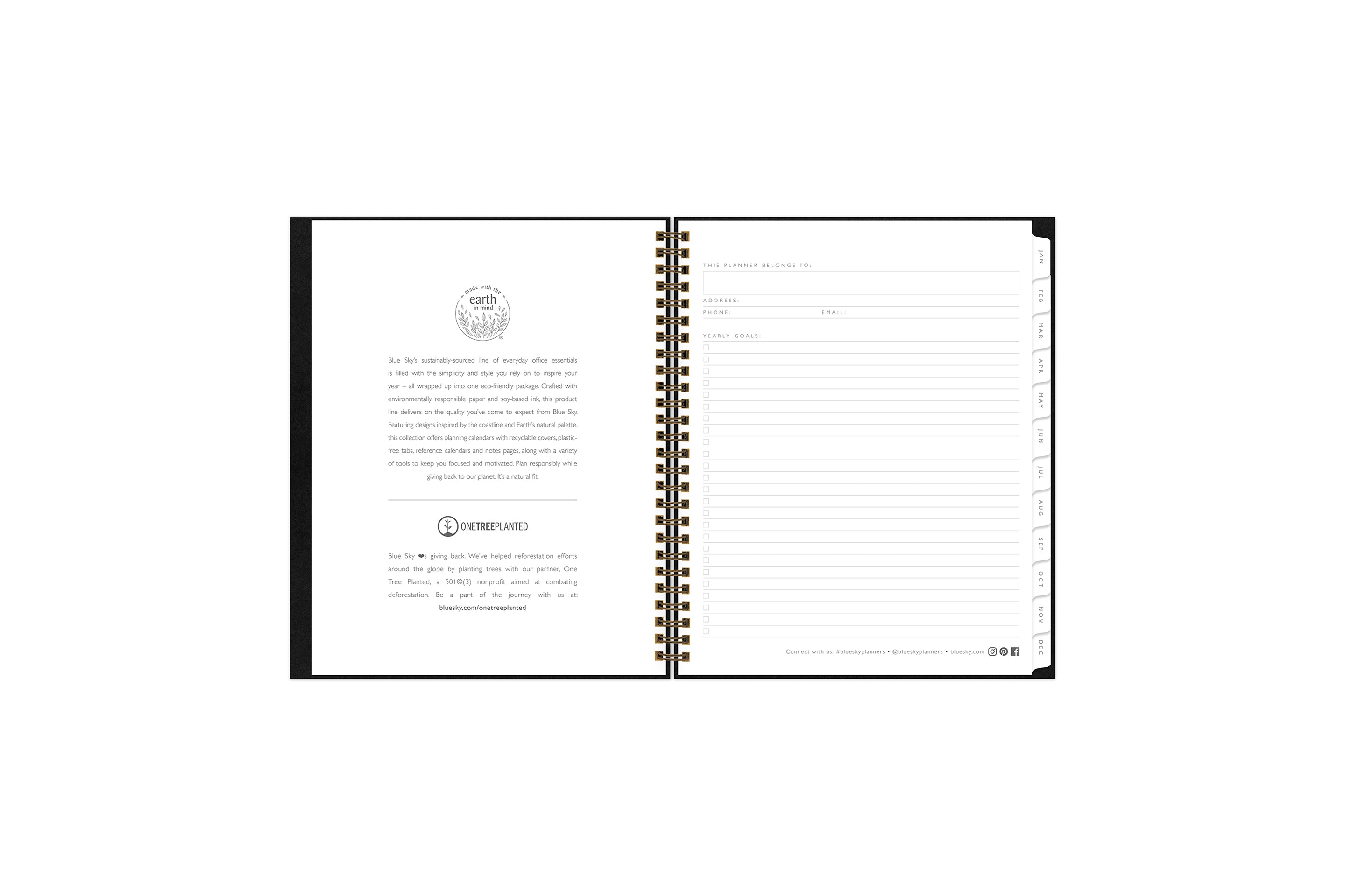 Black 2024 Weekly Planning Calendar 7x9 - Blue Sky Sustainability