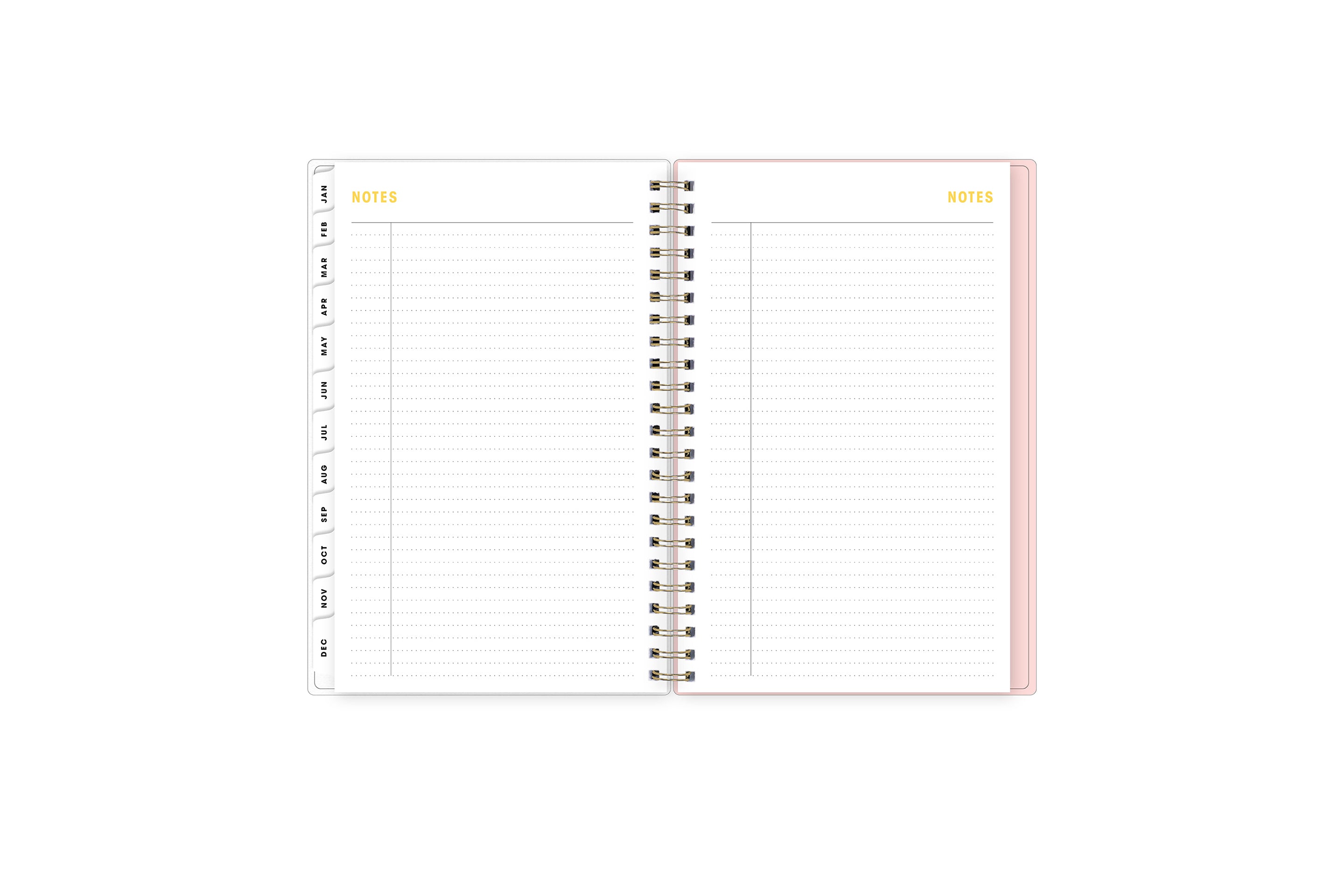 notes pages white monthly tabs