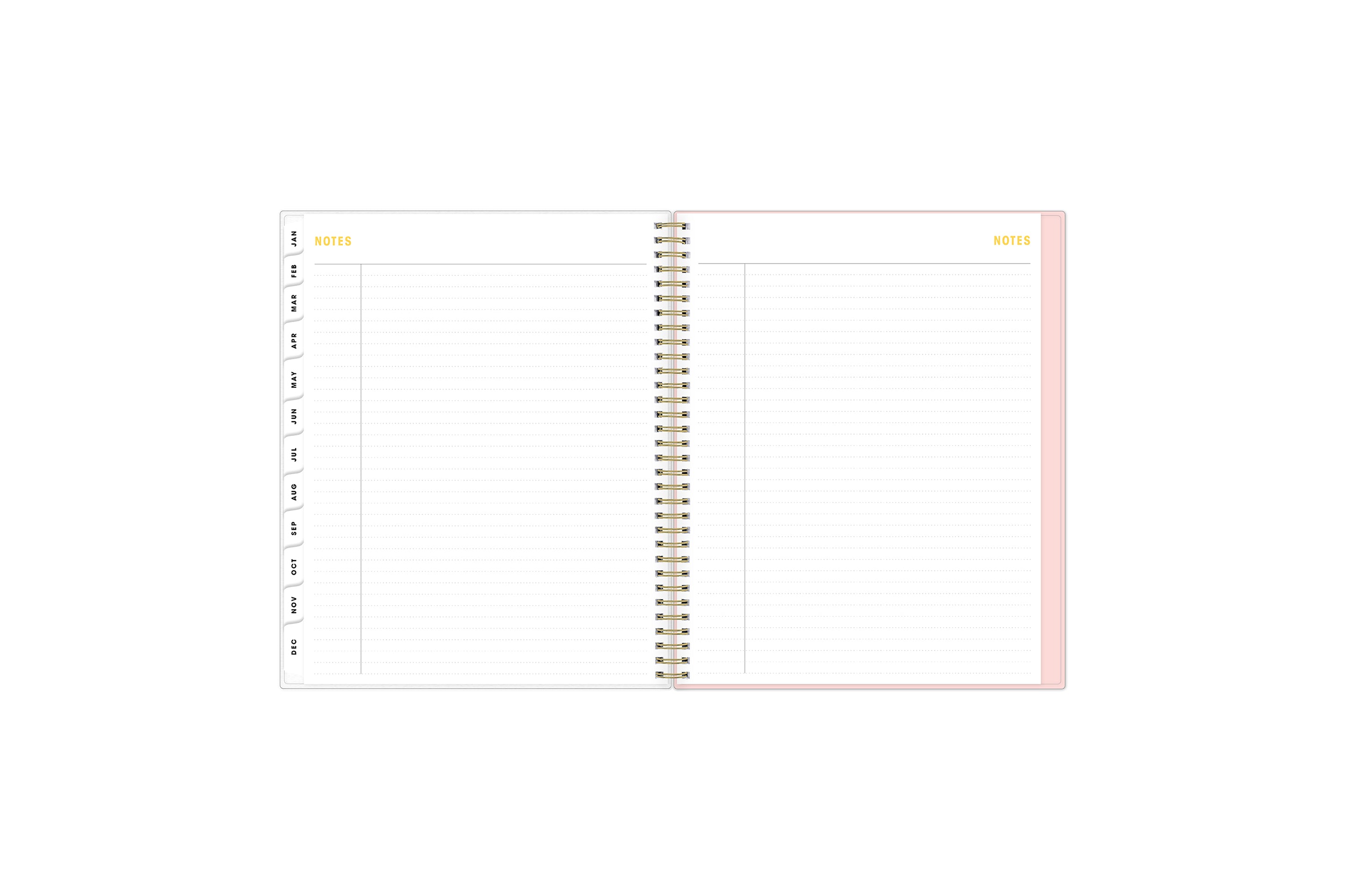 notes pages white monthly tabs