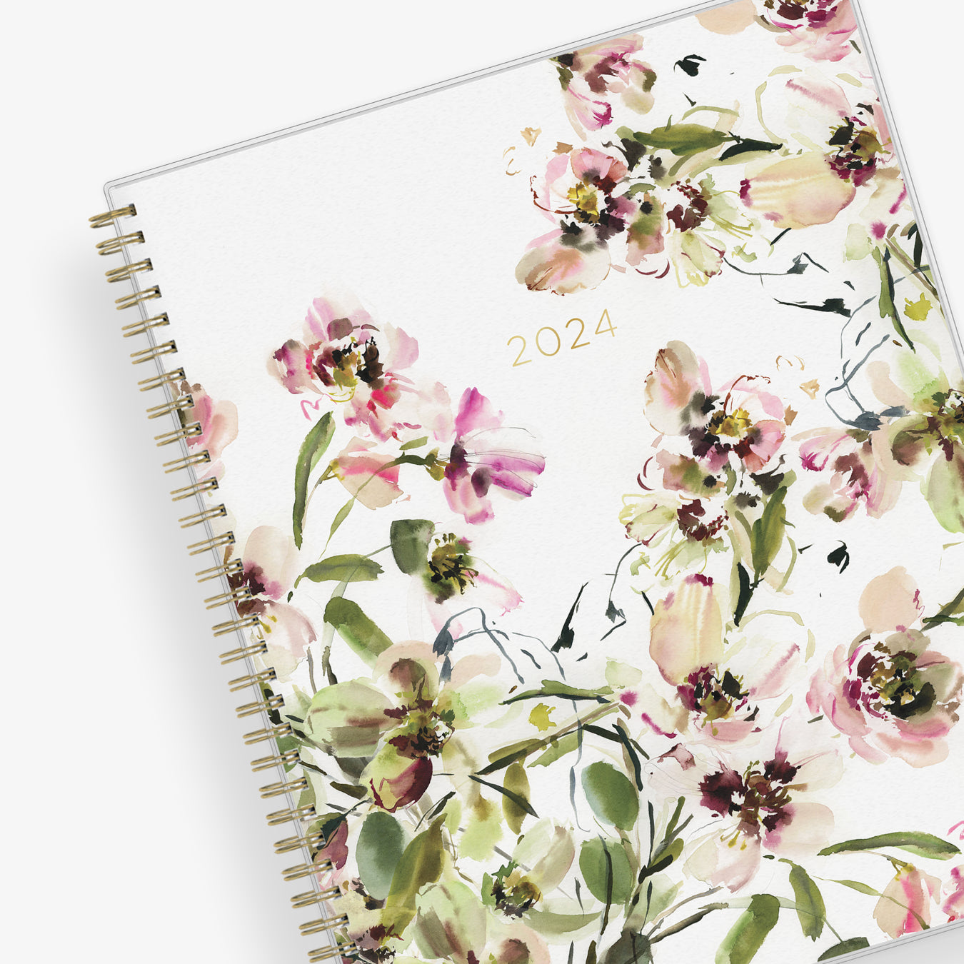 2024 beautiful floral pattern on beige back cover gold wire-o 8.5x11