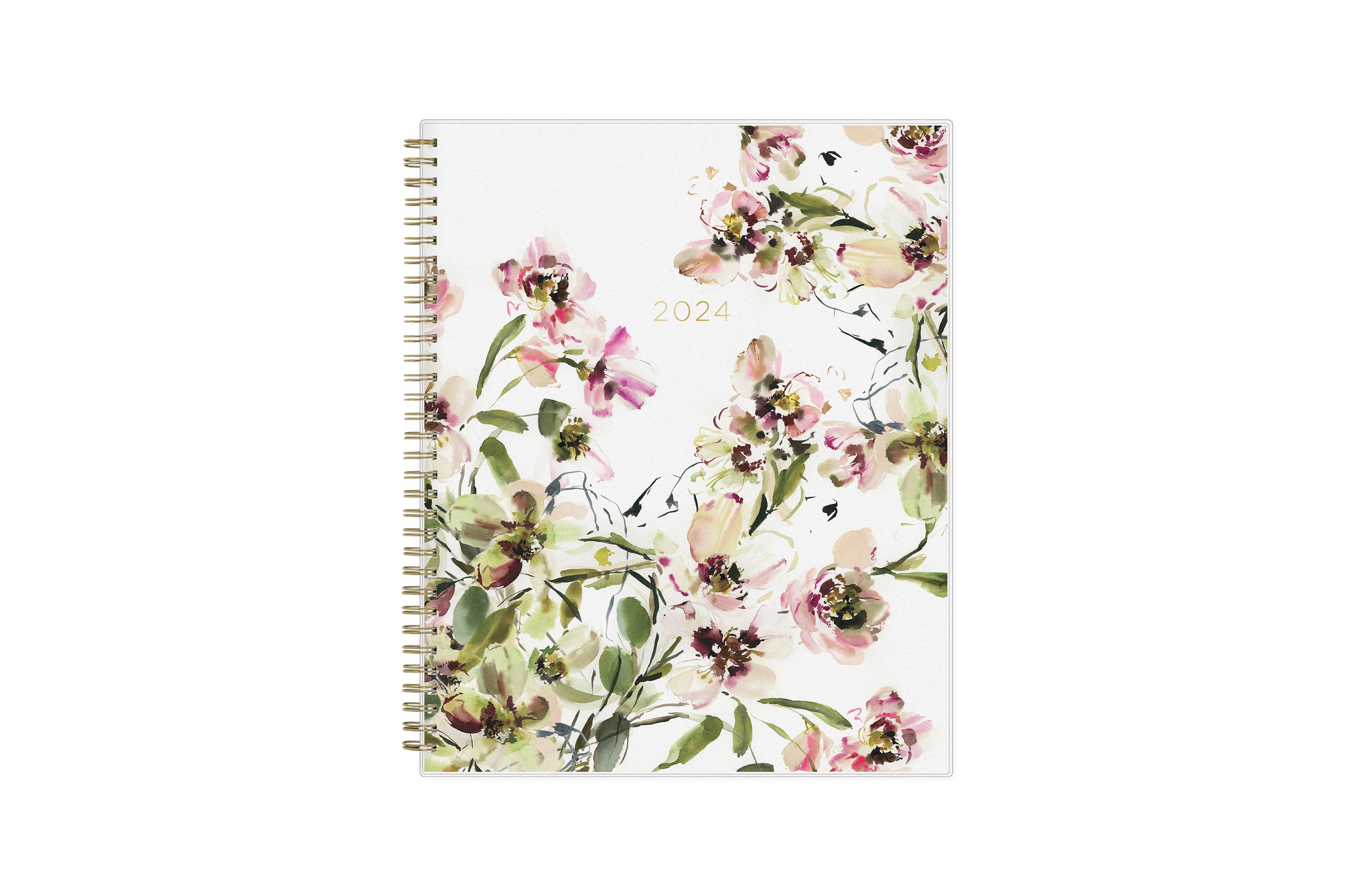 2024 beautiful floral pattern on beige back cover gold wire-o 8.5x11