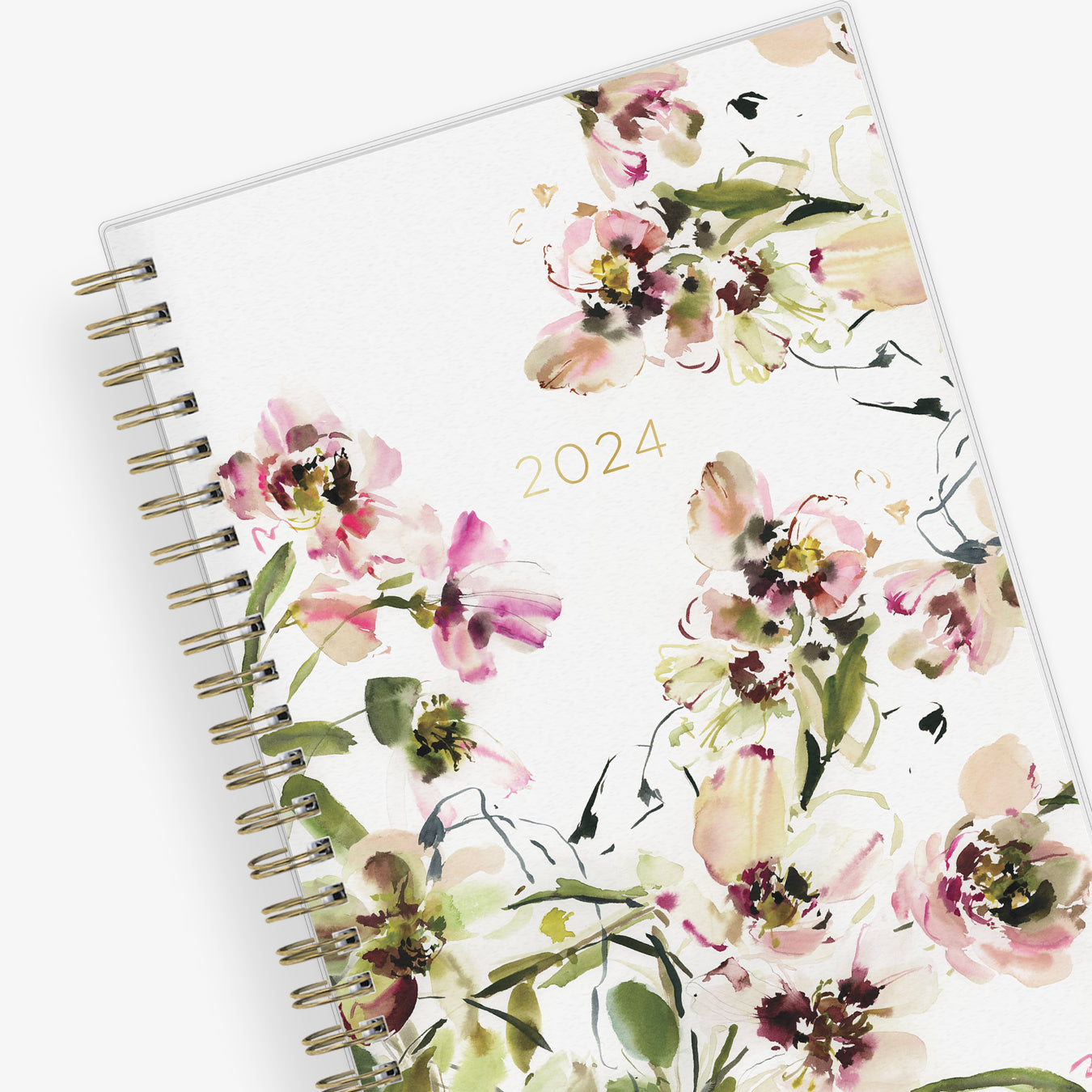 2024 beautiful floral pattern on beige back cover gold wire-o 5x8