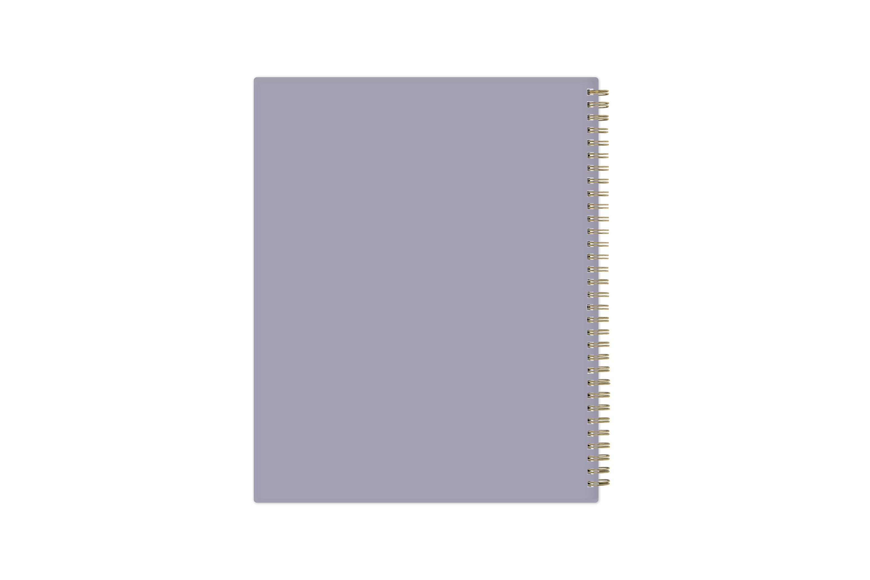 floral front cover with light blue background, twin wire o binding in 8.5x11 planner size for 2027, purple back cover