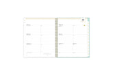  weekly and monthly planner featuring a weekly spread with notes section, to-do list, and gold text white colored tabs in 8.5x11 planner size
