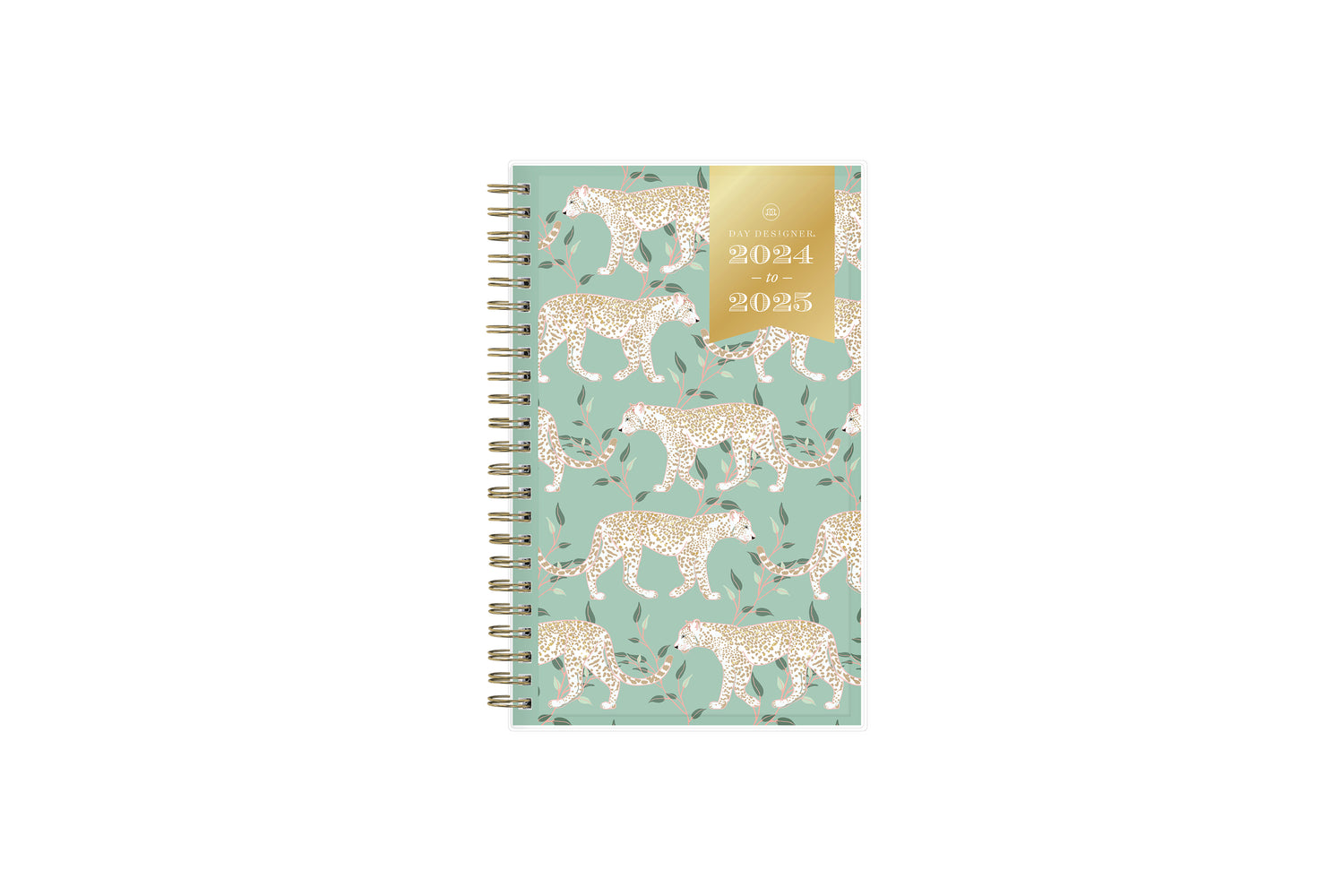 jungle cat pattern with mint background in 5x8 planner size