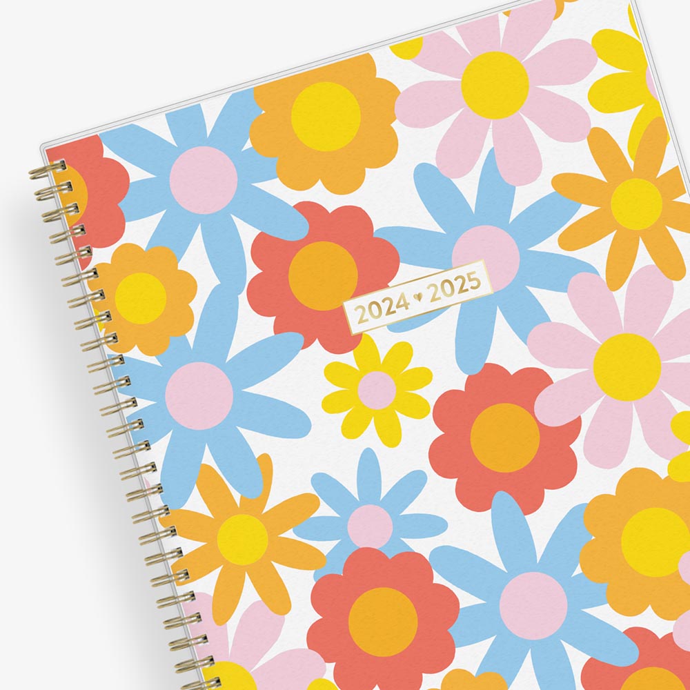 burst of floral patterns and colors on this planner notes 8.5x11 for July 2024- June 2025