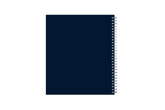 monthly planner in 8x10 planner size featuring solid navy back cover silver twin wire o