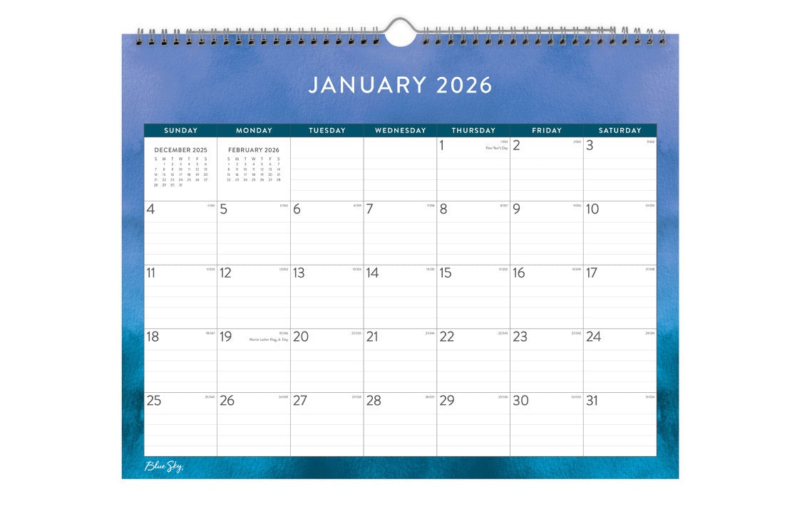 january 2026 to december 2026 monthly wall calendar with lined writing space