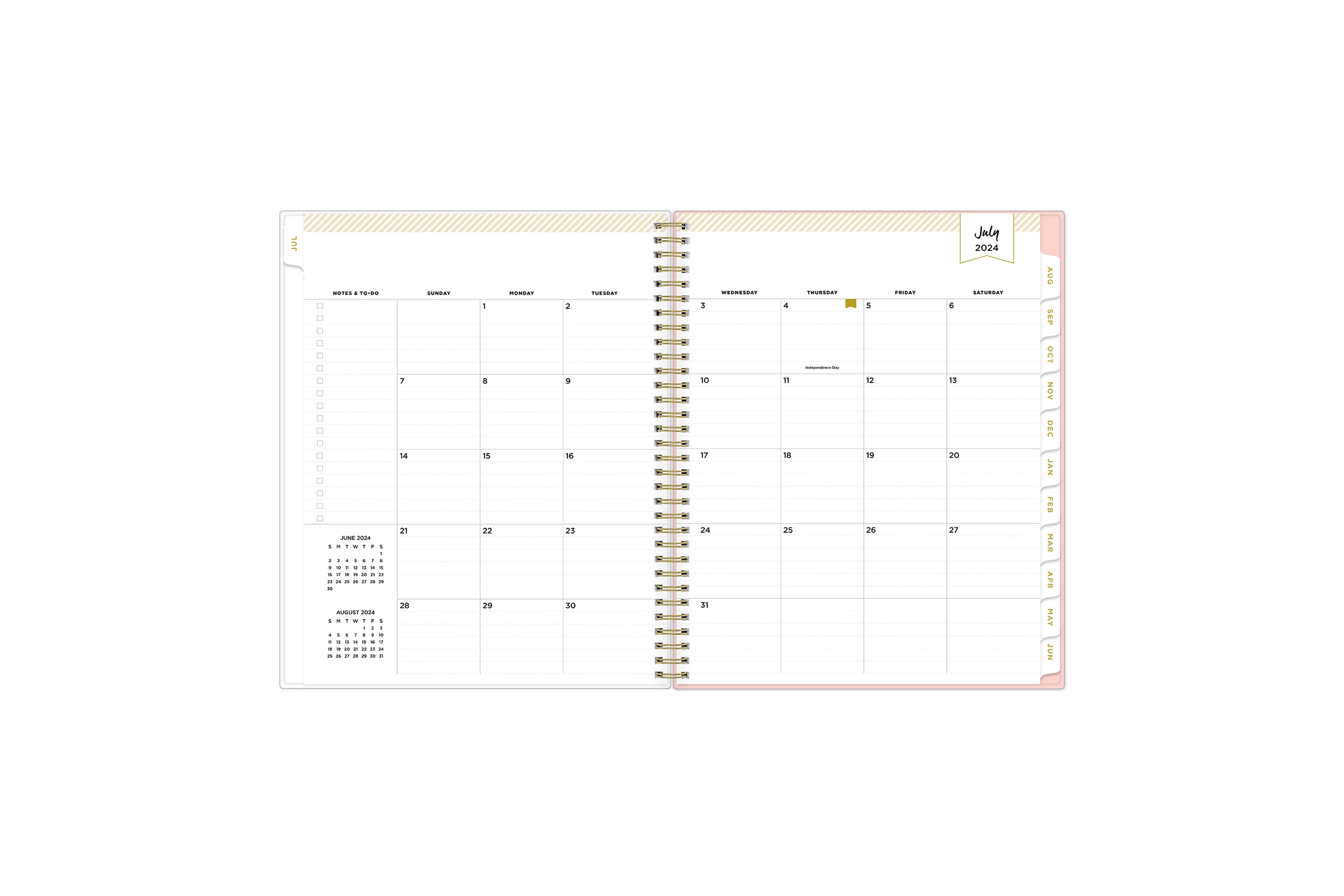  academic weekly monthly planner featuring a monthly spread grid lined notes, to-do list, goals, white tabs, and reference calendars in 8.5x11 planner size