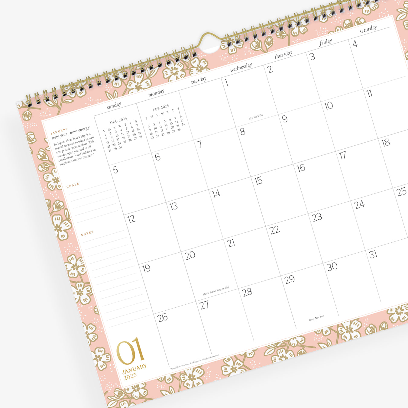 Hana Pink 2025 Wall Calendar 15x12 Marie Kondo for Blue Sky hana-pink-2025-wall-calendar-15x12-marie-kondo-for-blue-sky