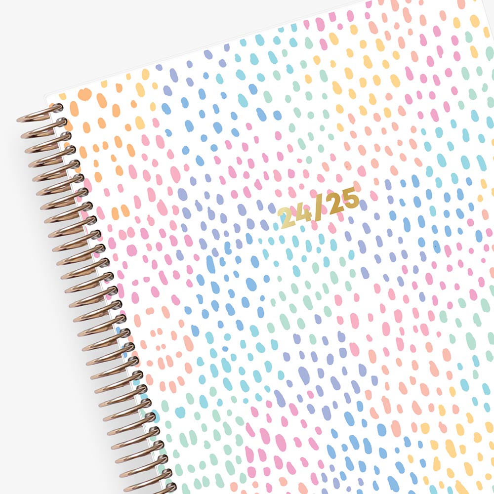 Livewell planner line featuring this awesome rainbow inspired dots weekly monthly academic planner for July 2024- June 2025