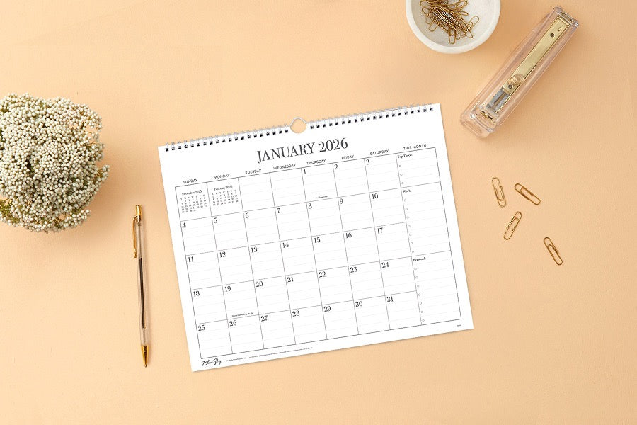 Calendar page for January 2026 on a white background to december 2026 monthly calendar