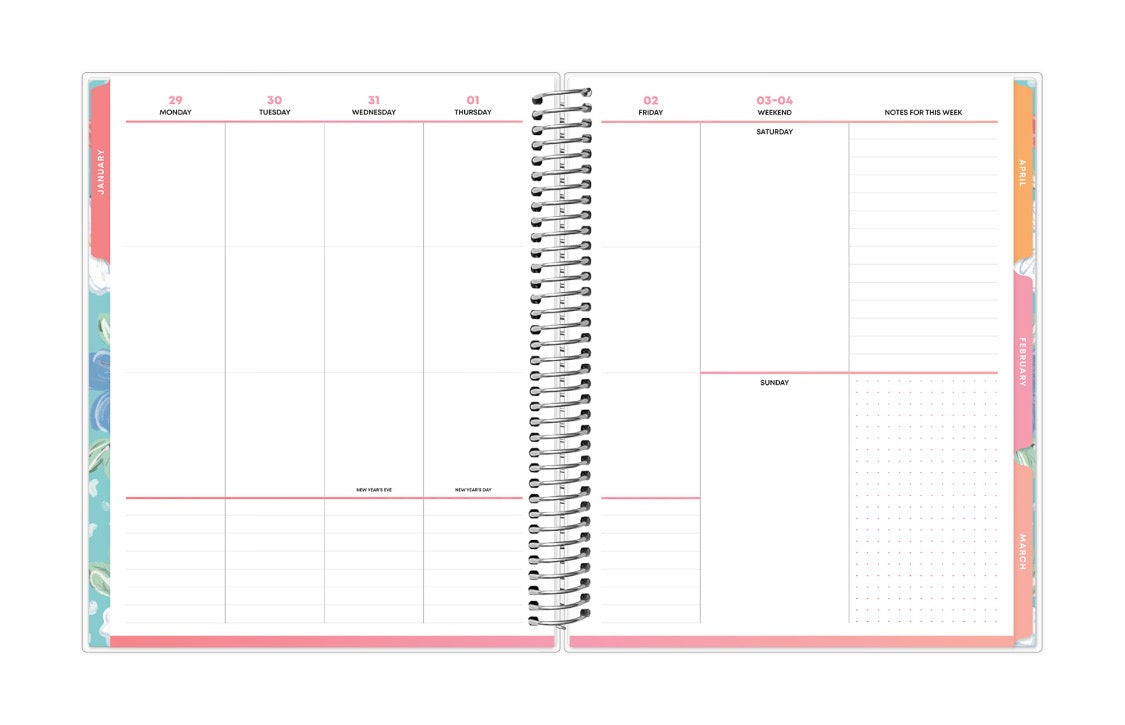 vertical weekly planning layout on this 7x9 planner January 2026 - December 2026