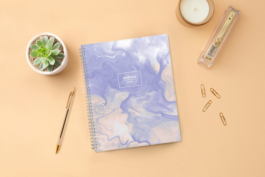 purple wavy ombre planner with &