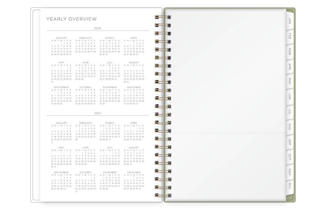 yearly overview 2026 and 2027 storage pocket