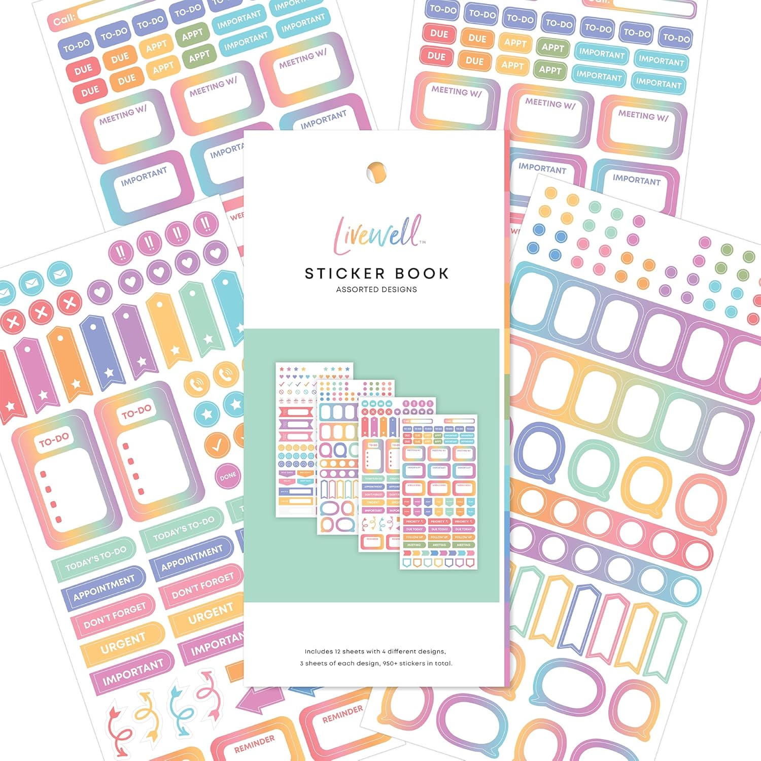 sticker book from bluesky livewell featuring to dos, appointments, blanks, meetings, etc.