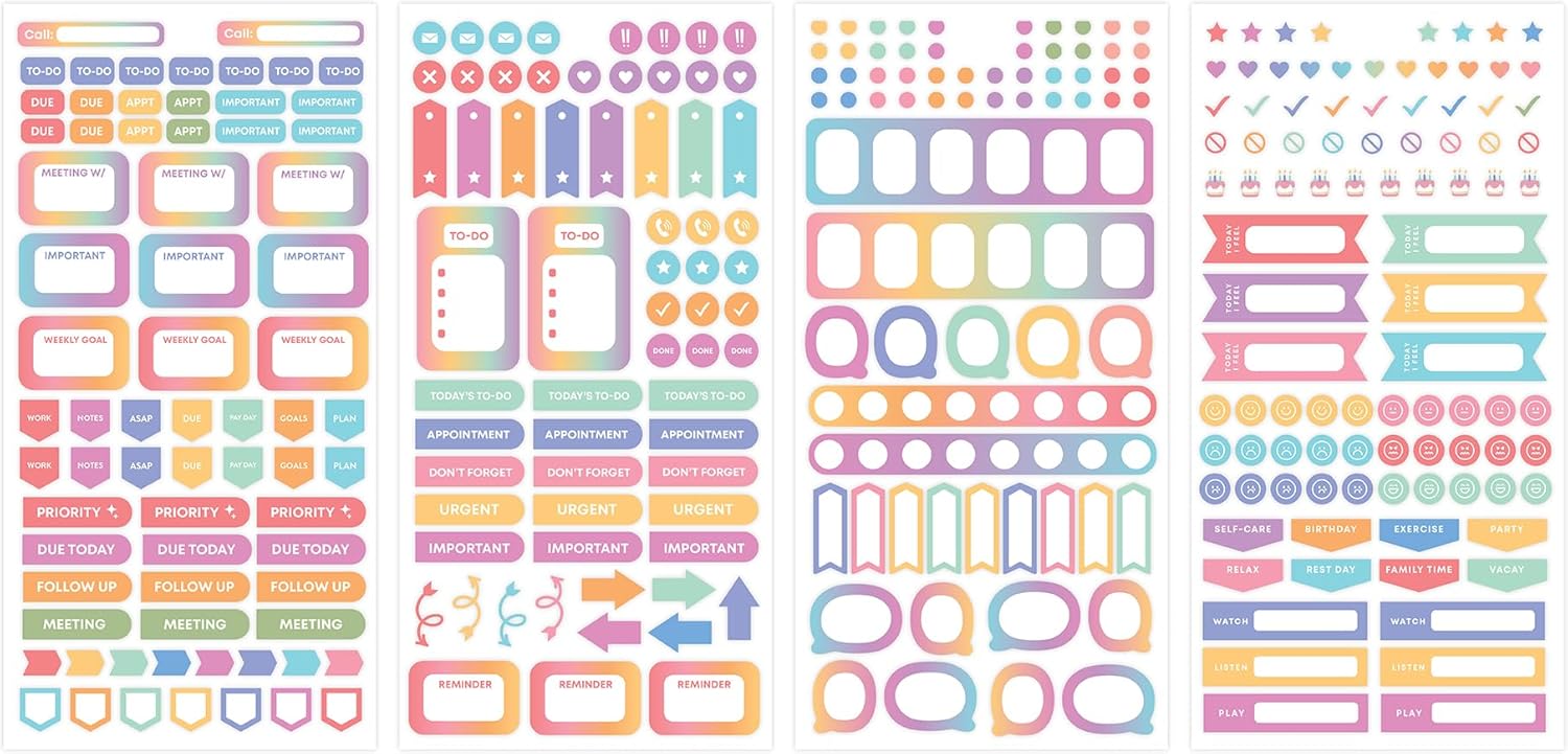 sticker book from bluesky livewell featuring to dos, appointments, blanks, meetings, etc.