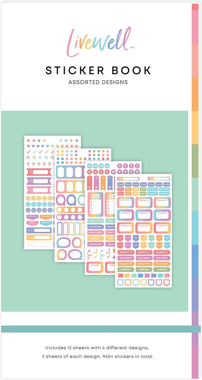 sticker book from bluesky livewell featuring to dos, appointments, blanks, meetings, etc.