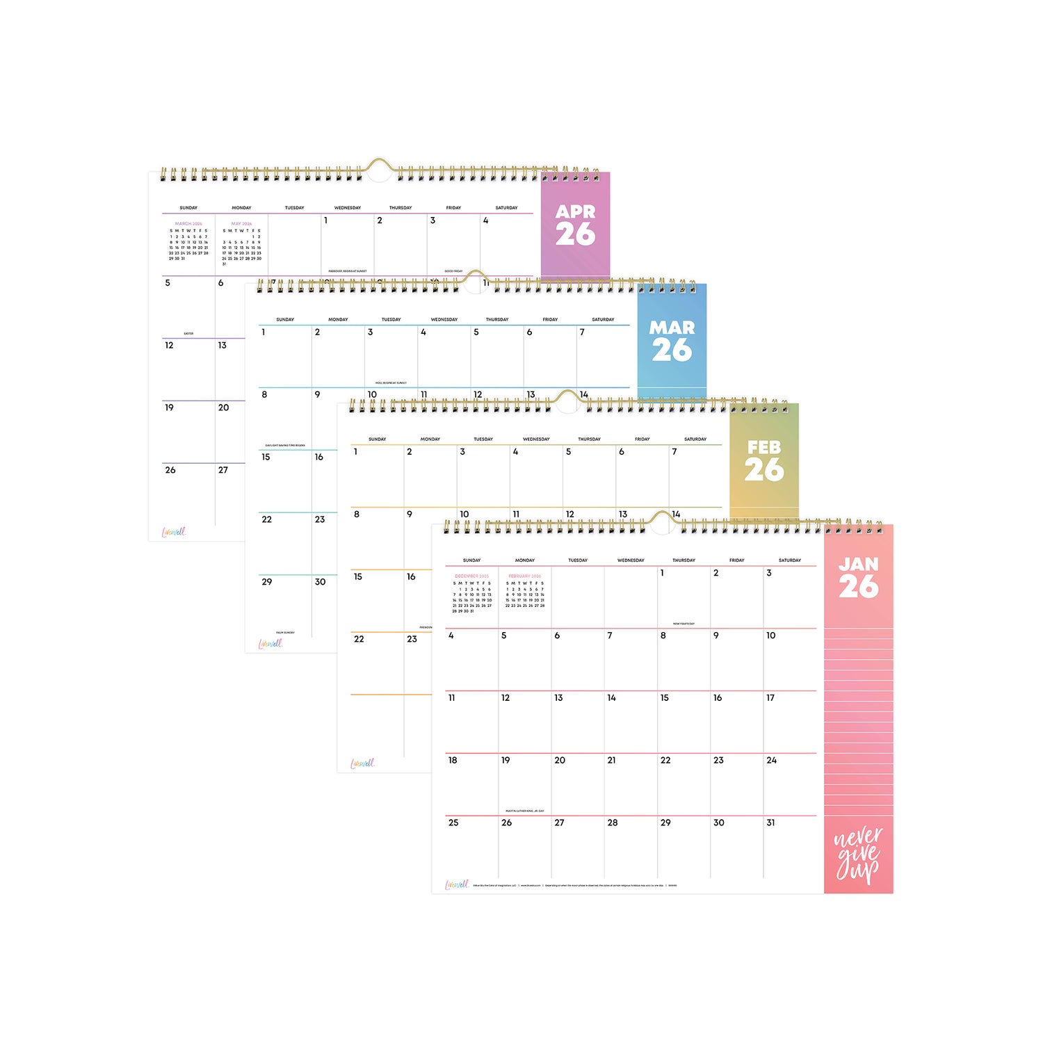 Calendar with a pink monthly view on a white background january to december 2026 monthly wall calendar