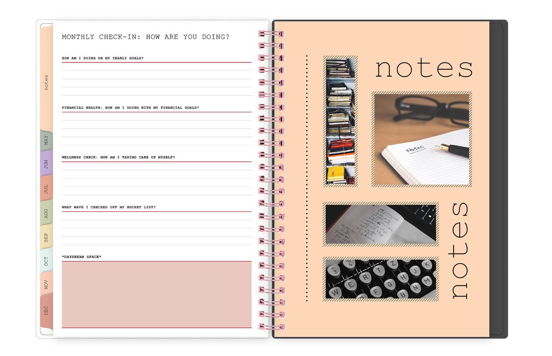 monthly check-in featuring questions and lined writing space