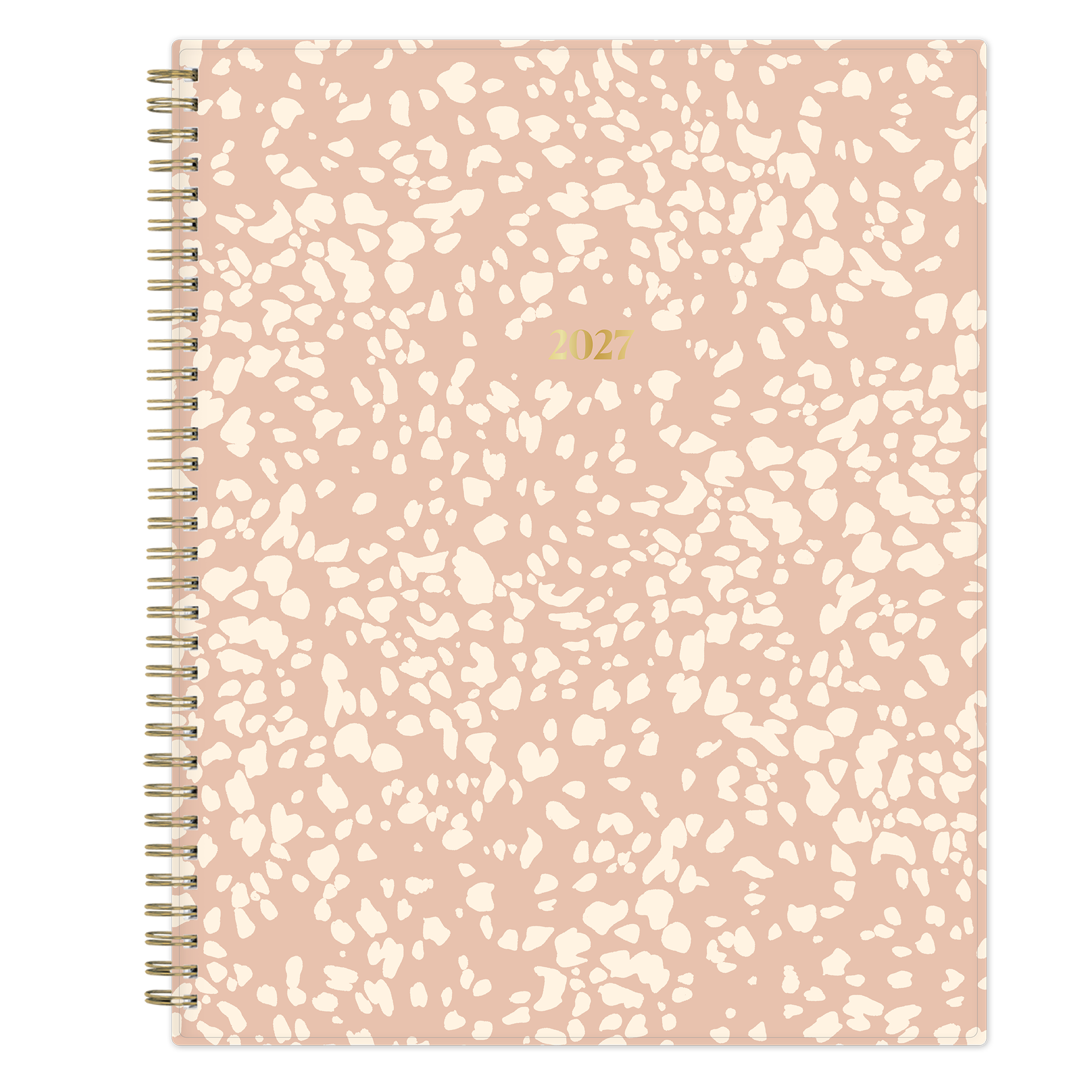 Pink and white patterned planner with &