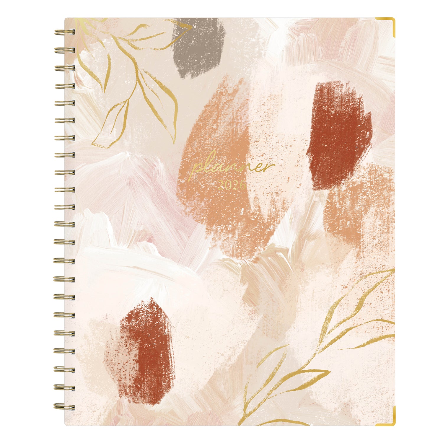 8.5x11 front cover planner with brushed shades of brown and floral