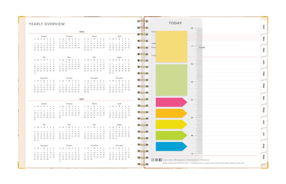planner features a snap in ruler and post its