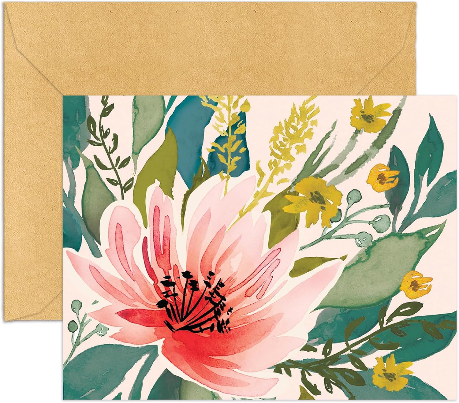 24 pack of blank note cards with floral front cover and pattern