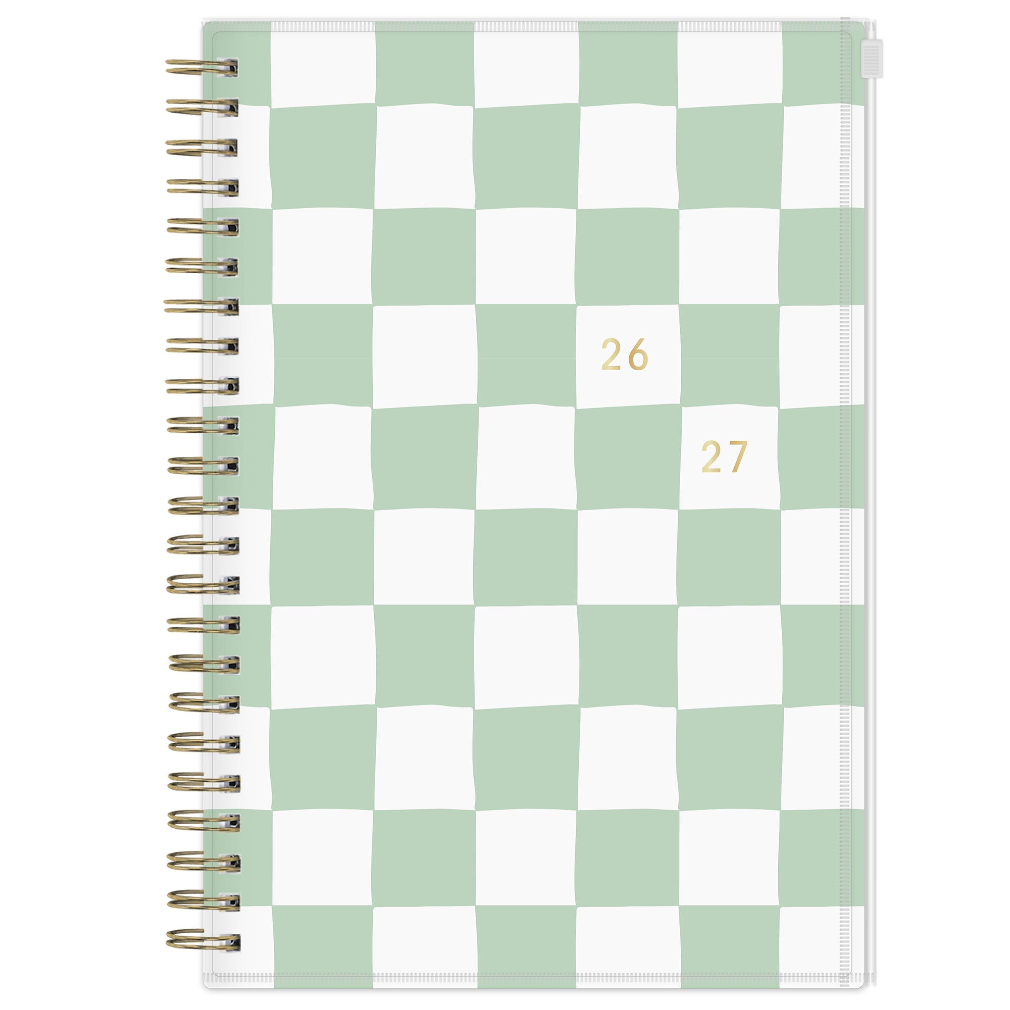 green checkored daisy pattern on this 5x8 planner