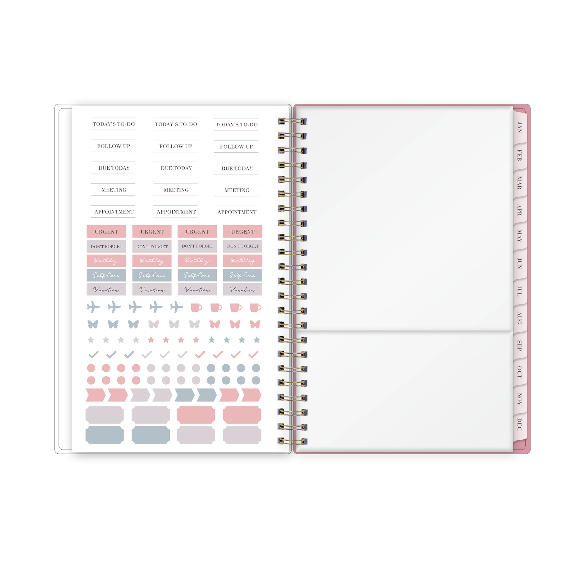 yearly overview of 2026 and 2027 with sticker sheet, storage pocket