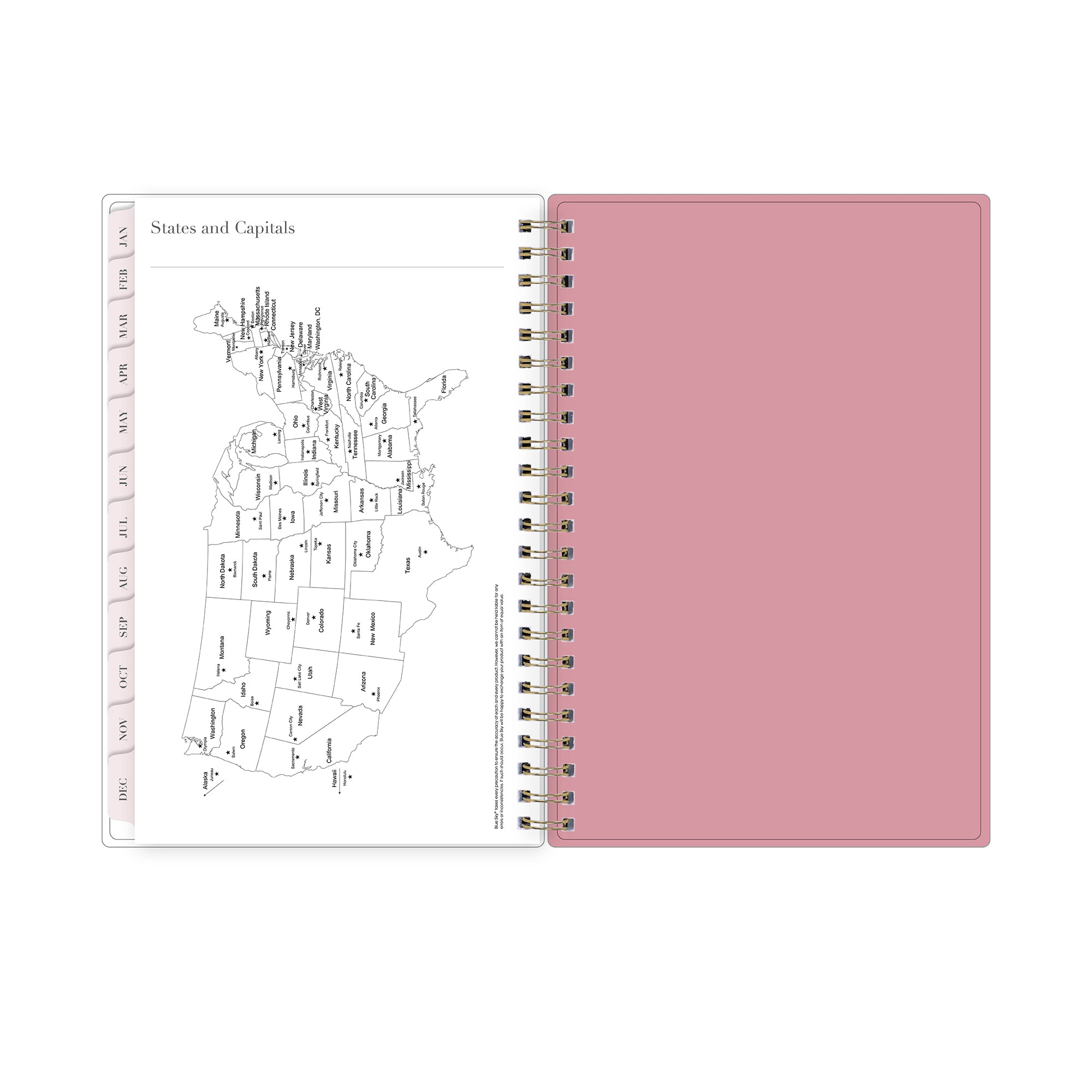 map of USA and smooth soft pink back cover