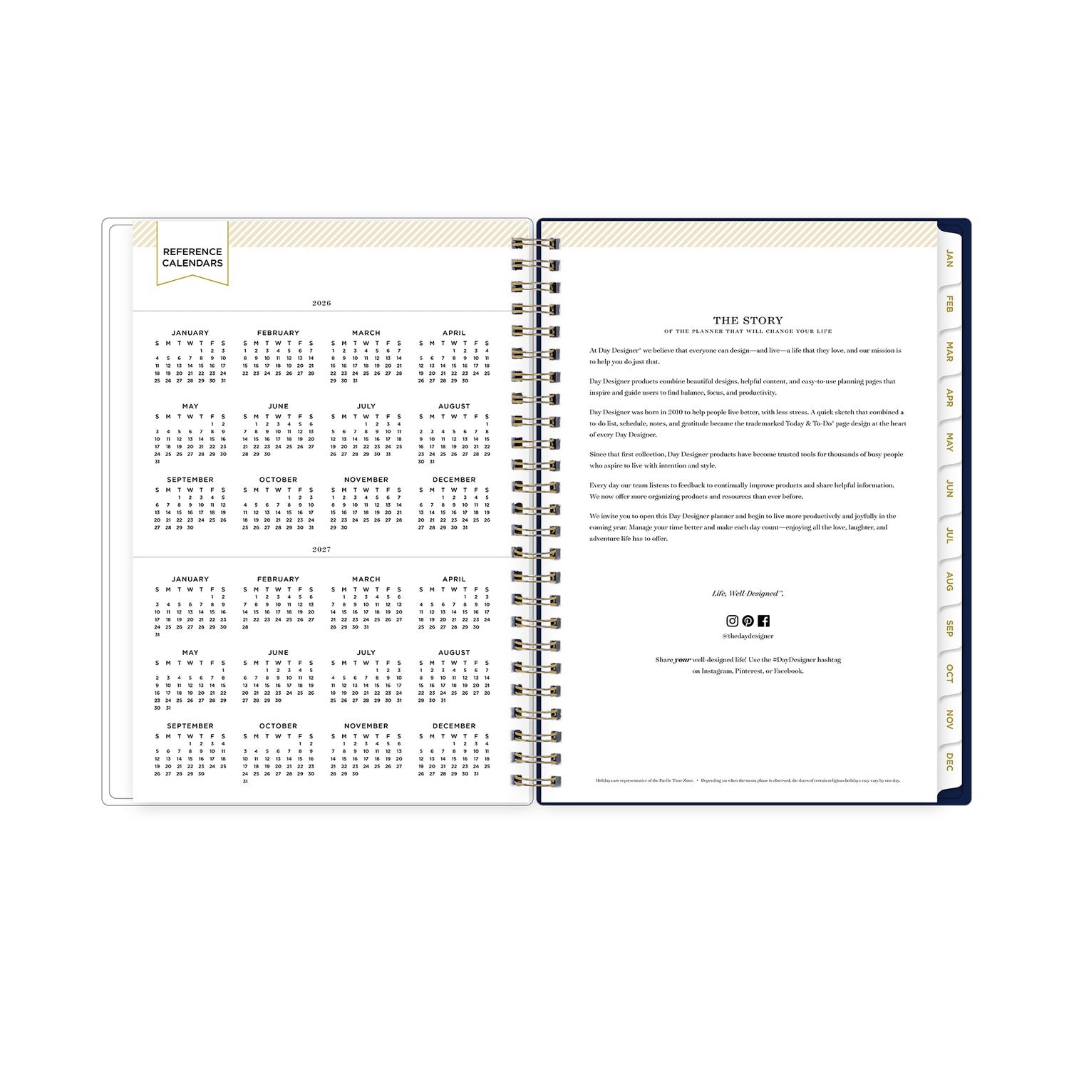 2026 and 2027 reference calendars for the year