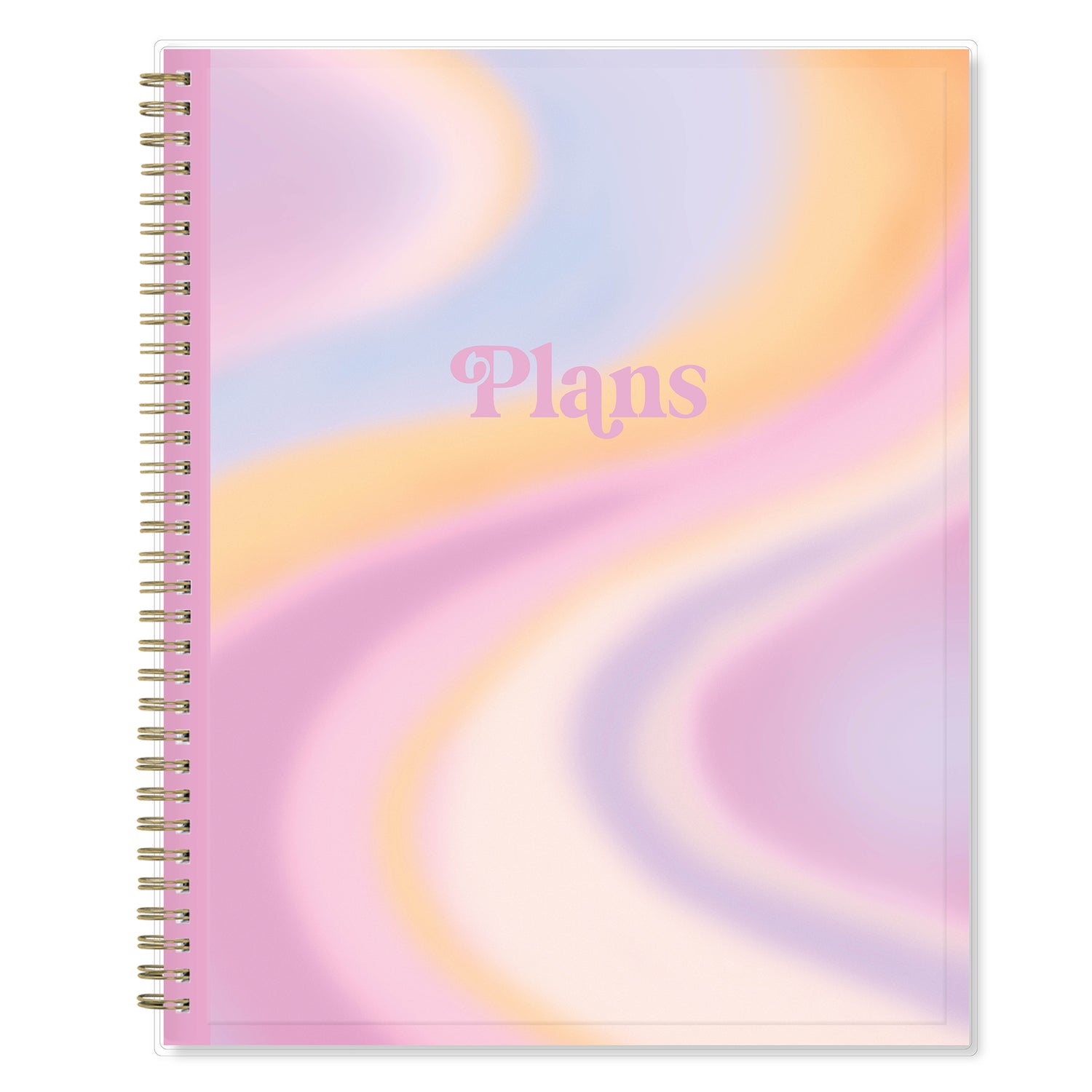 wavy swirl pink orange yellow front cover in 8.5x11 planner size