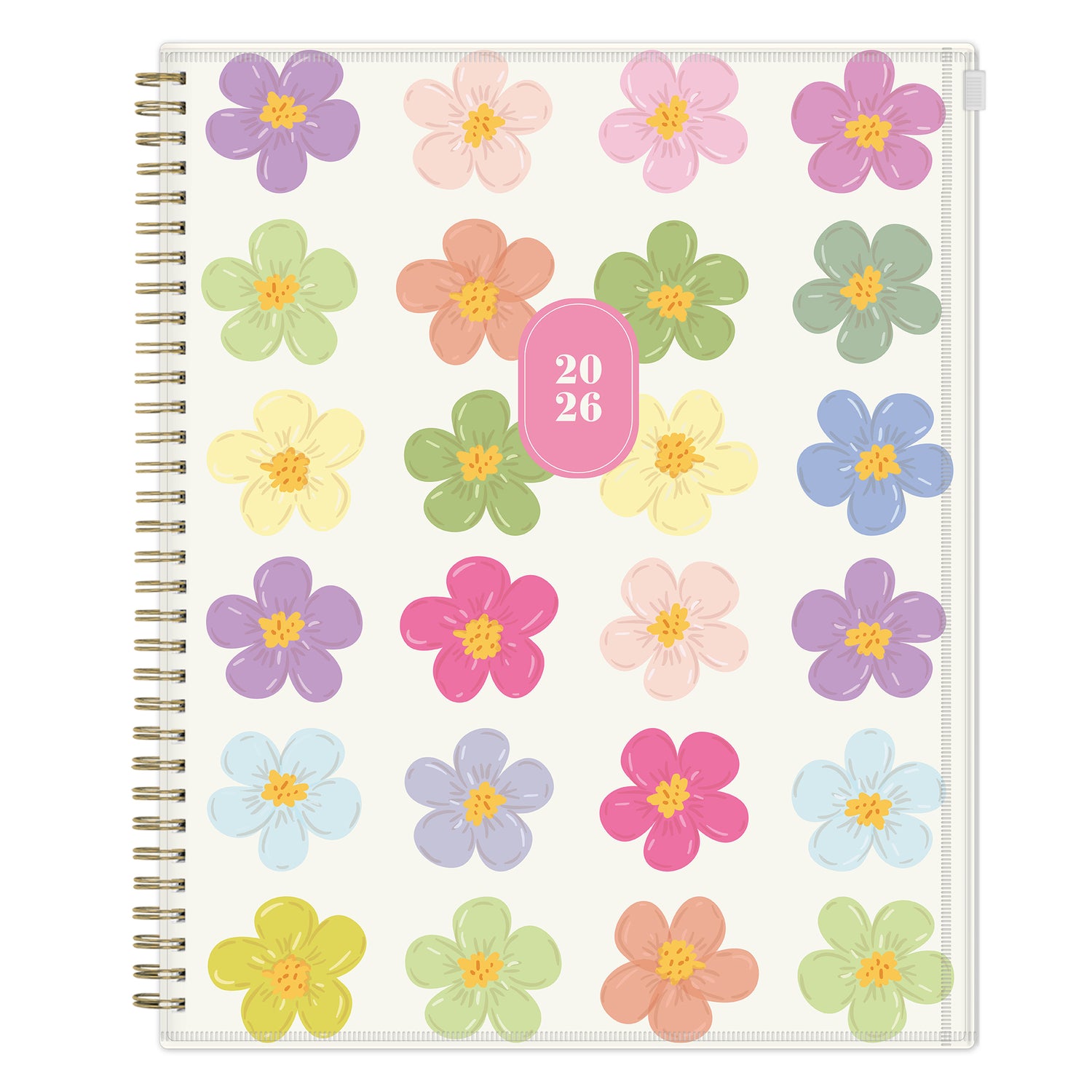 floral front cover with daisies on this 8.5x11 planner