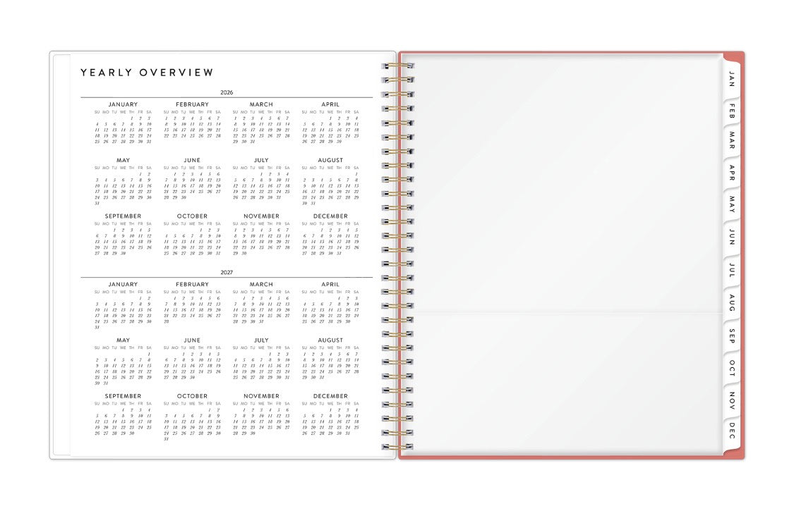 2026 and 2027 yearly overview with storage pocket