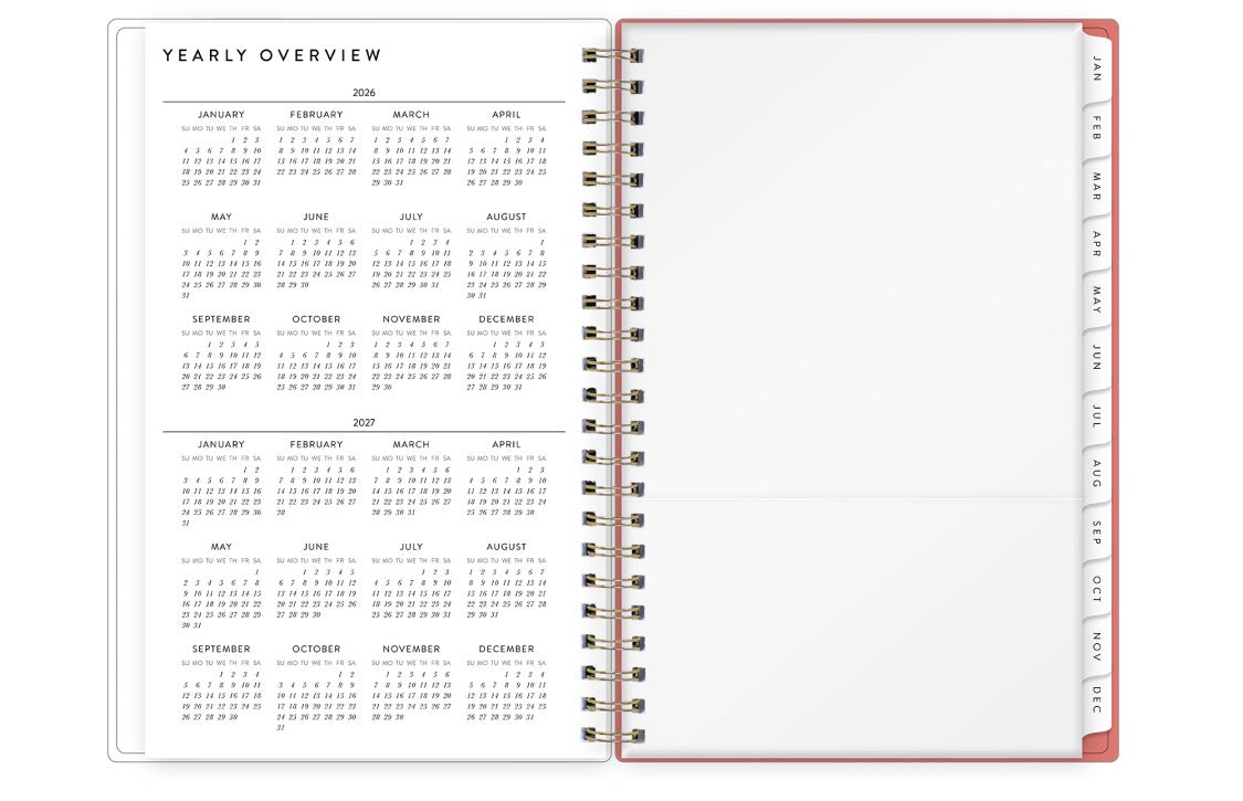 2026 and 2027 yearly overview with storage pocket