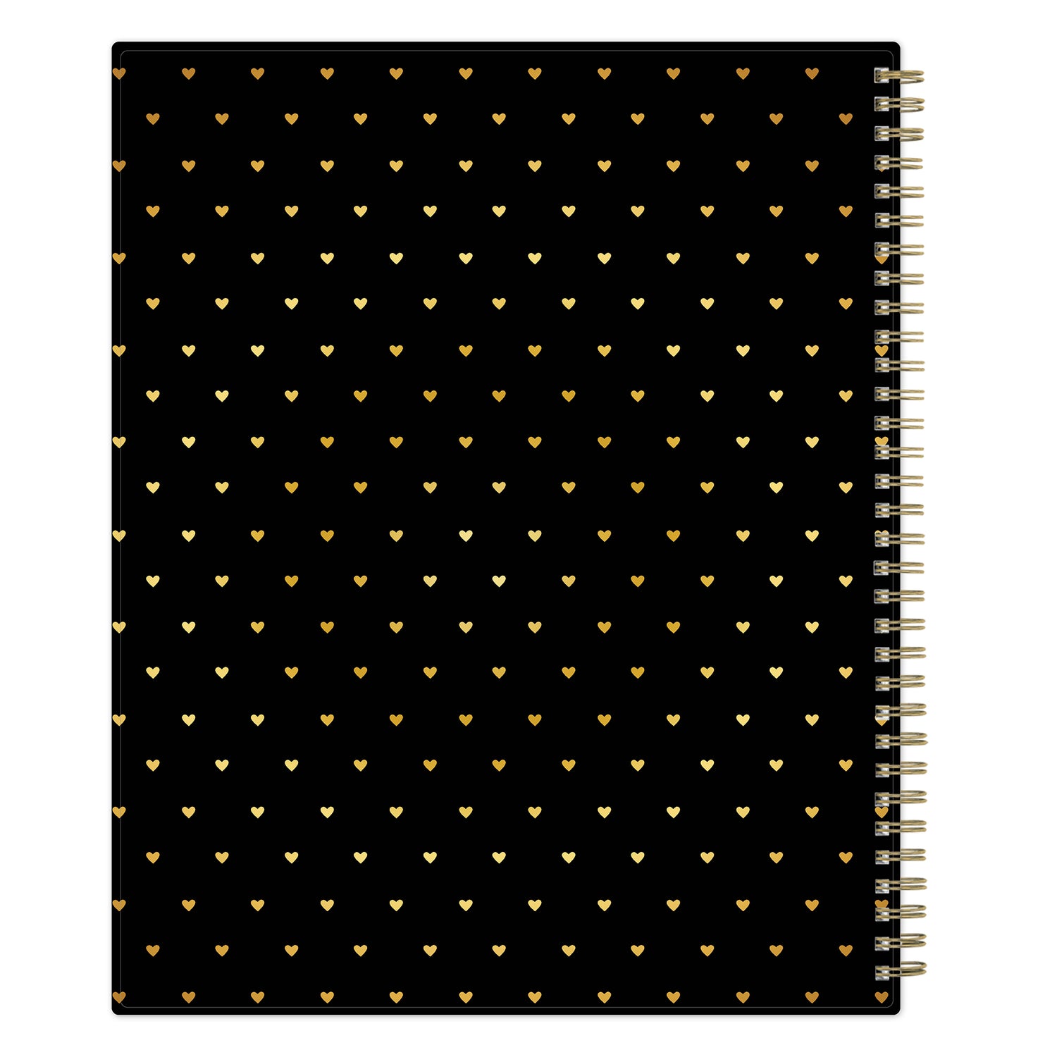 black background with gold hearts on both front and back covers of this 2026 planner