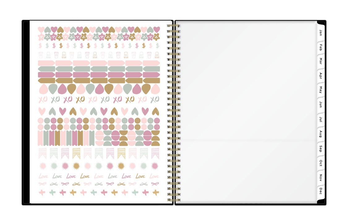 storage pocket included and sticker sheet on this planner